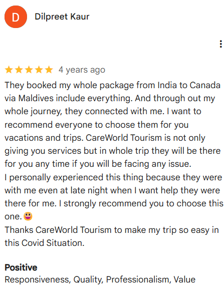 feedback by Mrs. Dilpreet Kaur on services / assistance received for her safe travel from New Delhi to Toronto, Canada during Covid-19